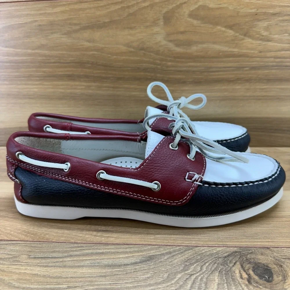 Brooks Brothers Boat Loafers Womens 9 M American Patriotic Navy Red White 5229